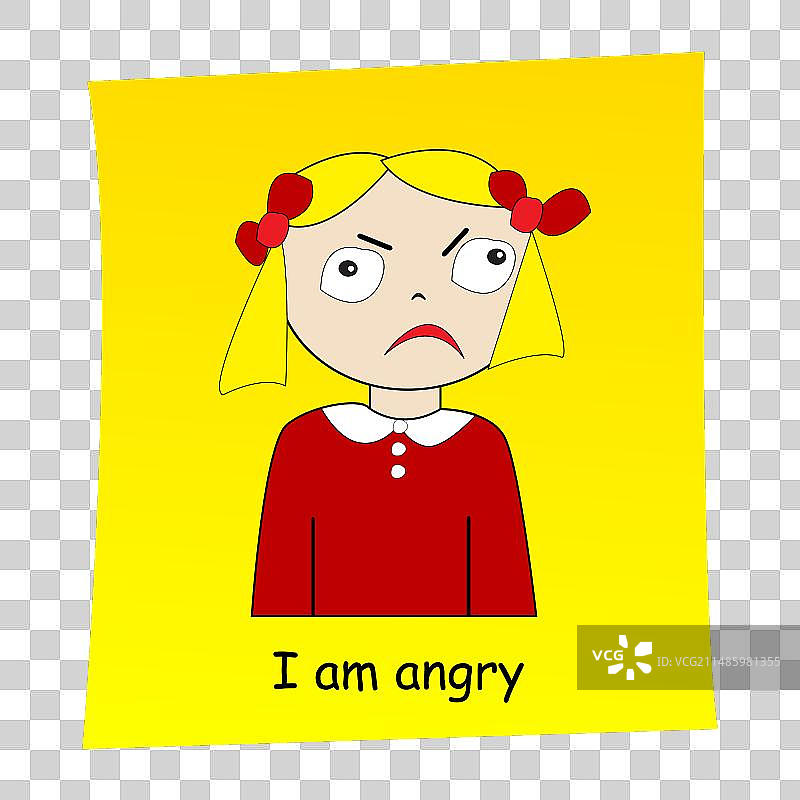 我生气了卡通手绘女孩图片素材