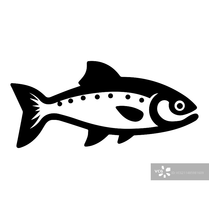 白色背景上的扁平风格三文鱼图标图片素材