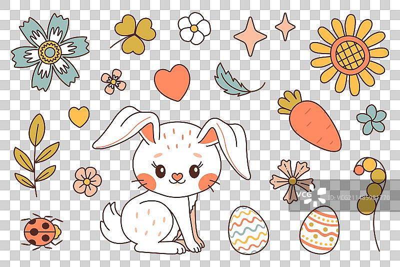 可爱的复活节兔子：复活节快乐潮流元素图片素材