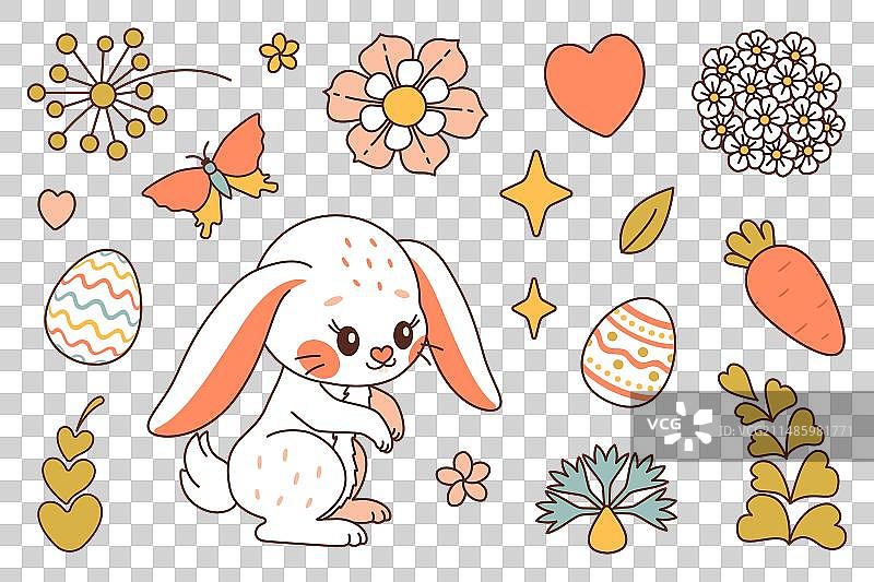 可爱的复活节兔子：复活节快乐潮流元素图片素材