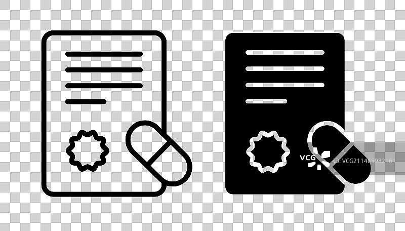 处方和胶囊图标集医疗处方药图片素材