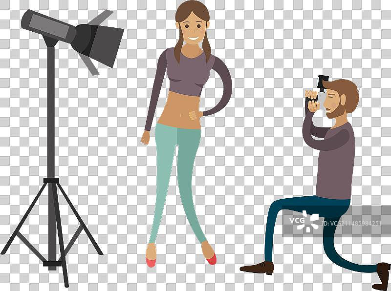 女模特为摄影师摆姿势图片素材