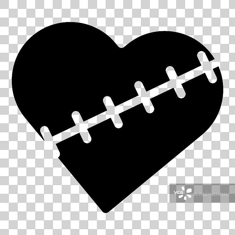 白色背景上的缝线爱心扁平图标图片素材