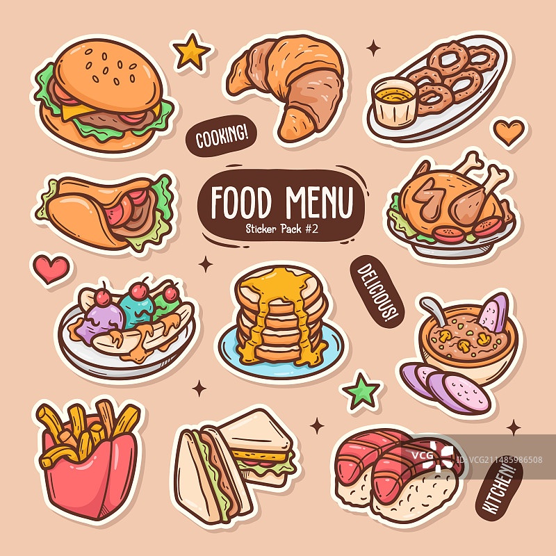 食品饮料可爱涂鸦贴纸合集2图片素材