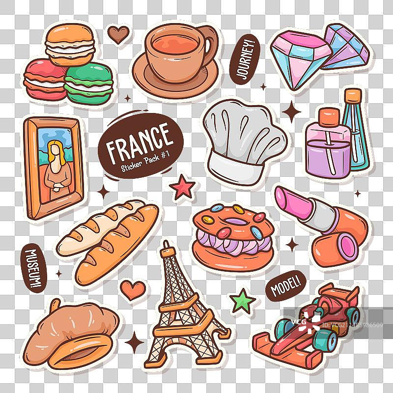 法国可爱涂鸦贴纸合集1图片素材