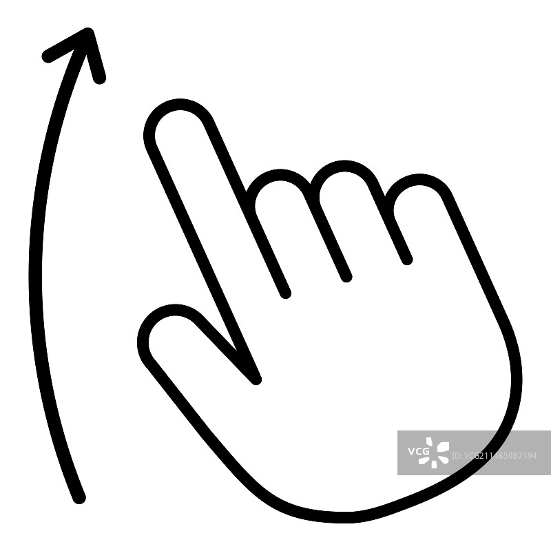 白色背景上手指向上滑动扁平图标图片素材