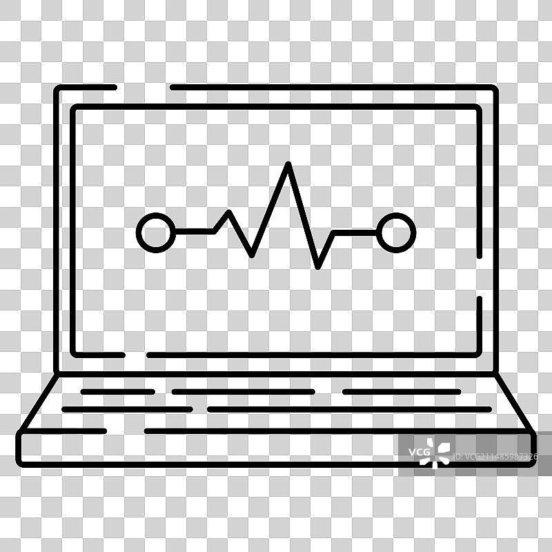 孤立的带电脑的线条图标图片素材