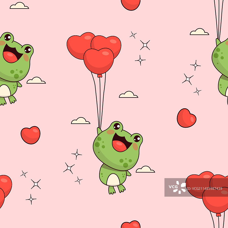 浪漫青蛙爱心无缝图案图片素材