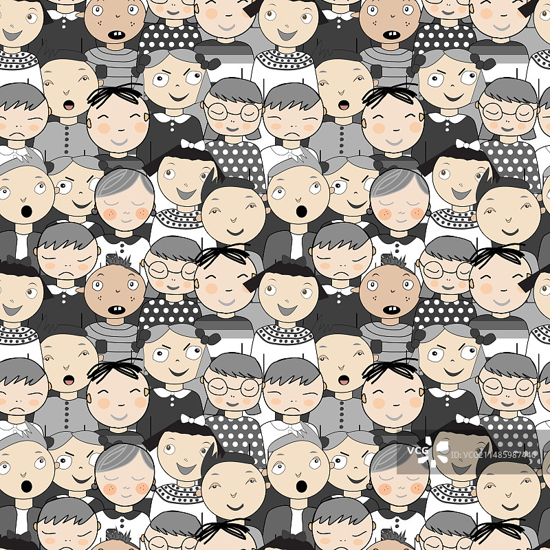 可爱单色手绘无缝图案图片素材