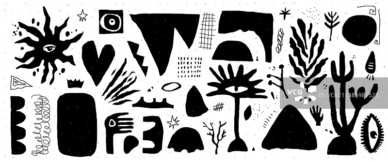 手绘抽象形状涂鸦图片素材