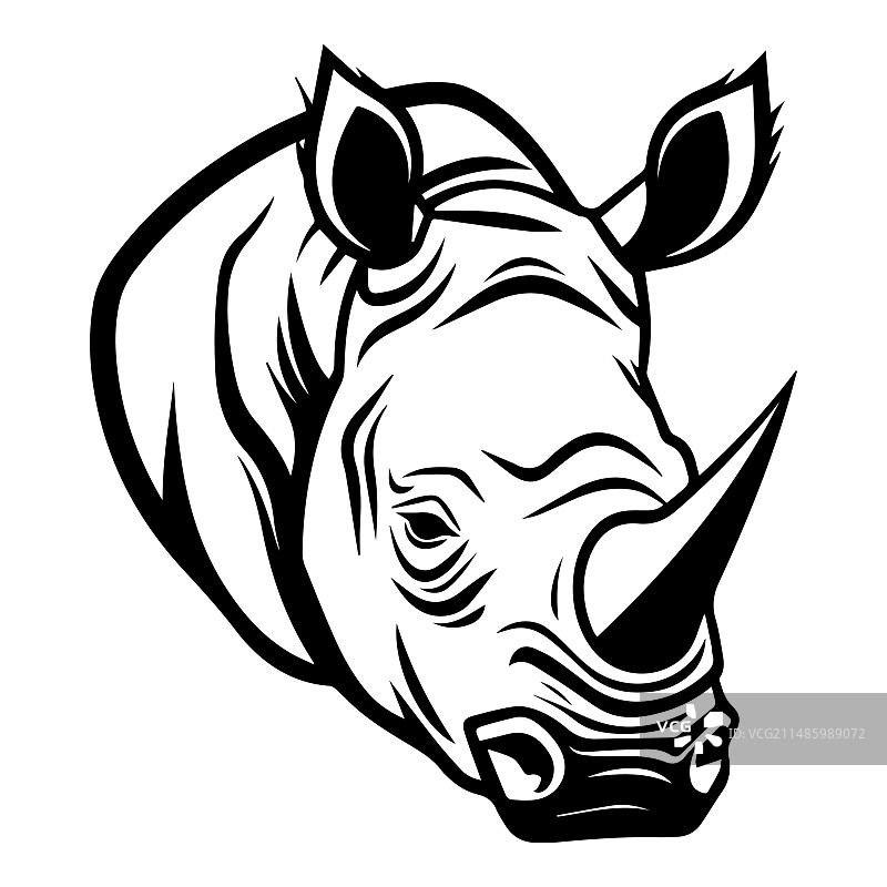 白色背景上的犀牛扁平图标图片素材