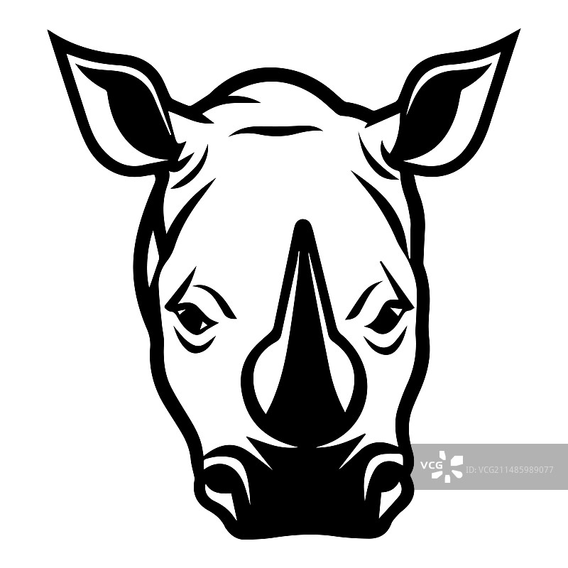 白色背景上的犀牛扁平图标图片素材