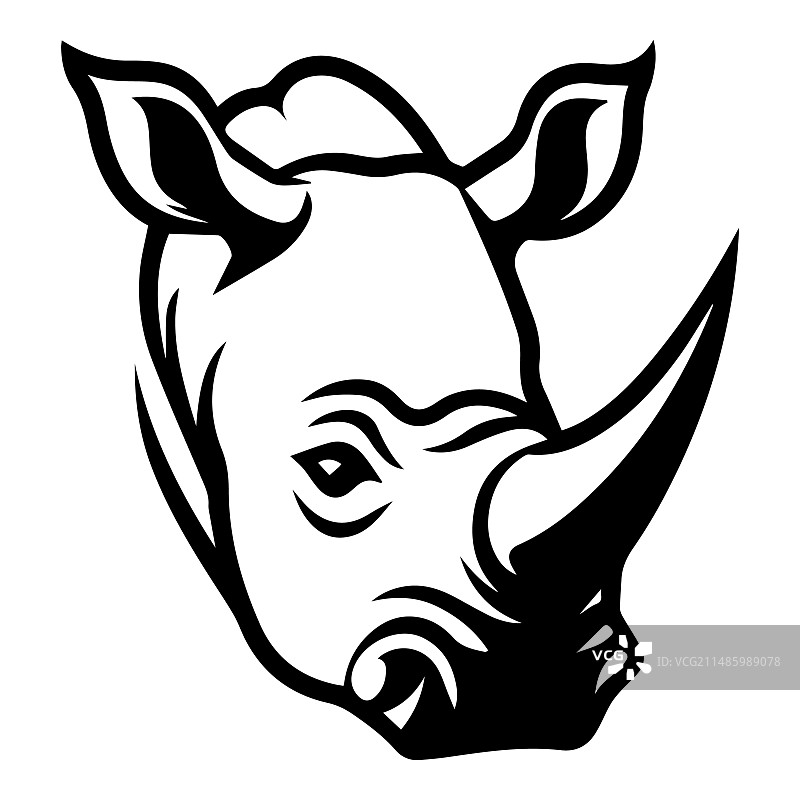 白色背景上的犀牛扁平图标图片素材