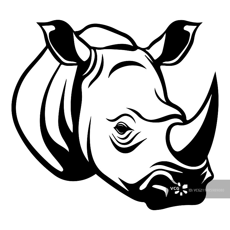 白色背景上的犀牛扁平图标图片素材