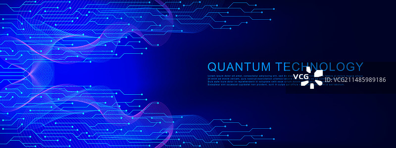 具有现代电路的量子计算机技术图片素材