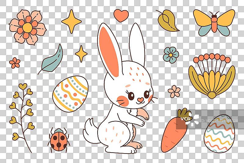 可爱的复活节兔子：复活节快乐潮流元素图片素材