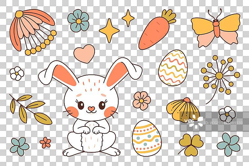 可爱的复活节兔子：复活节快乐潮流元素图片素材