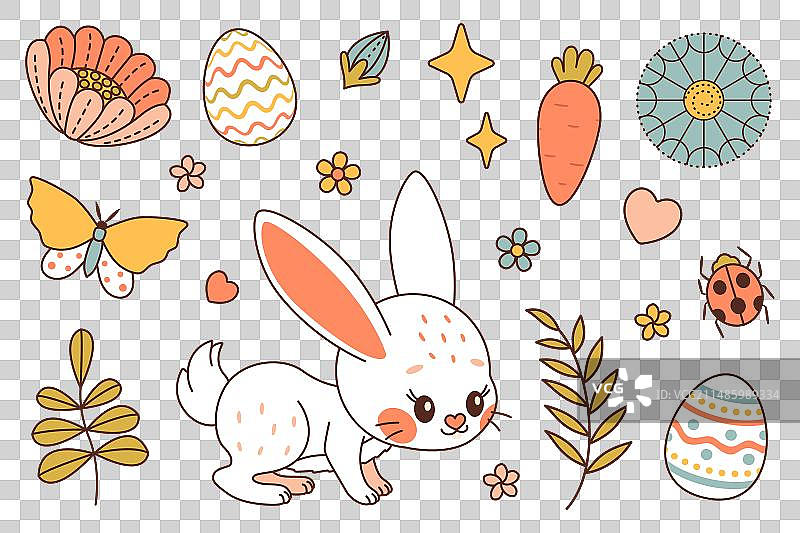 可爱的复活节兔子：复活节快乐潮流元素图片素材