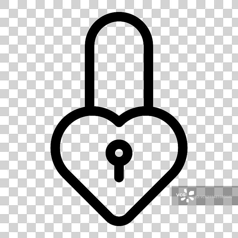 白色背景上的心形锁扁平图标图片素材
