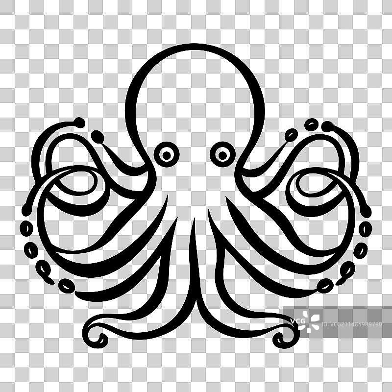 白色背景上的扁平章鱼图标图片素材