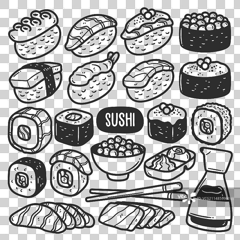手绘涂鸦寿司贴纸图片素材