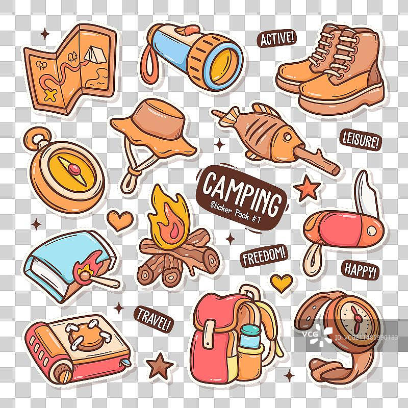 可爱涂鸦贴纸露营合集1图片素材
