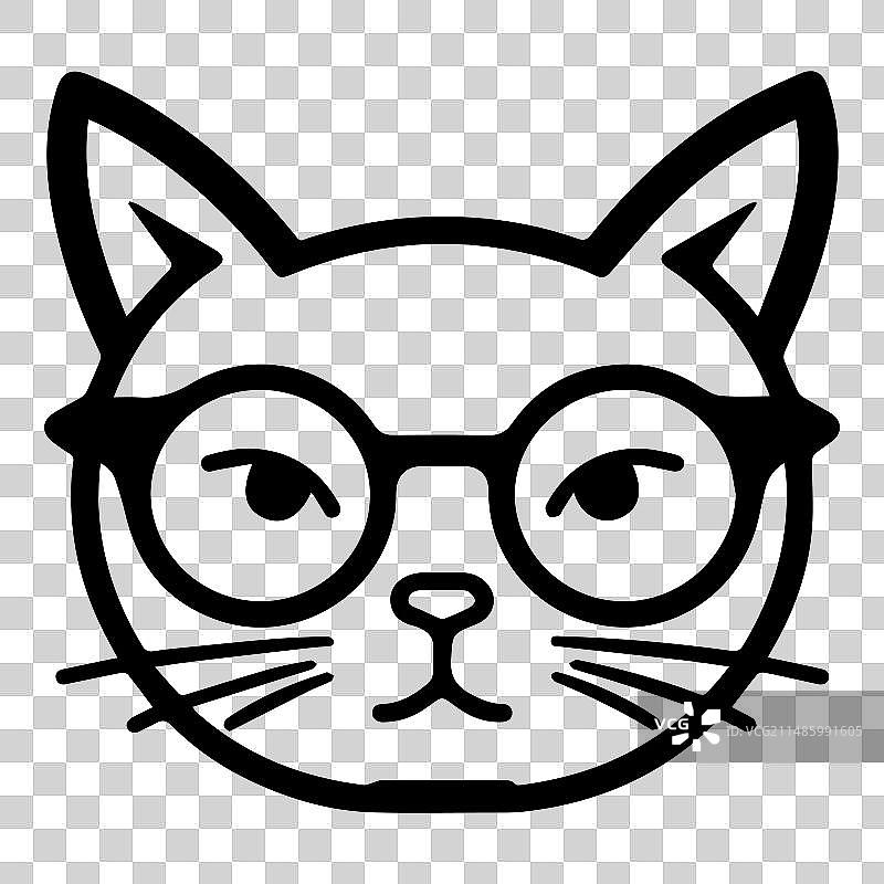 戴眼镜的猫咪扁平图标图片素材