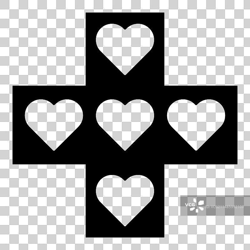 白色背景上的心形十字扁平图标图片素材