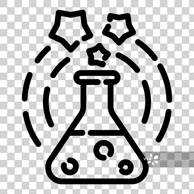 烧瓶中的药水扁平图标，白色背景上孤立图片素材