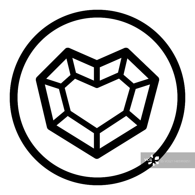 白色背景上的扁平心形钻石图标图片素材