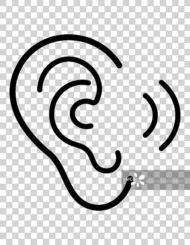 白色背景上的耳朵扁平图标图片素材