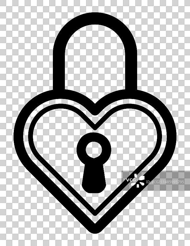 白色背景上的心形锁扁平图标图片素材