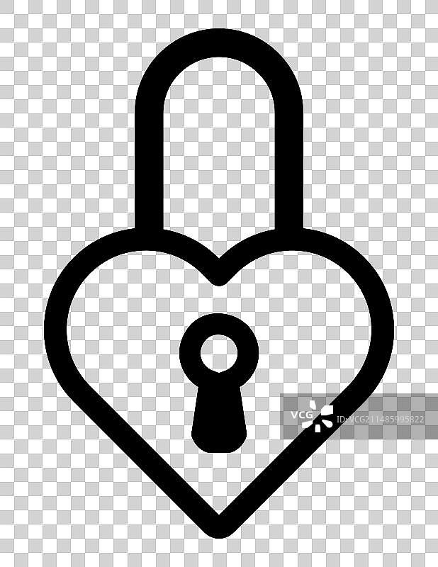 白色背景上的心形锁扁平图标图片素材