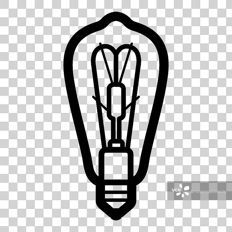 白色背景上的复古灯泡扁平图标图片素材