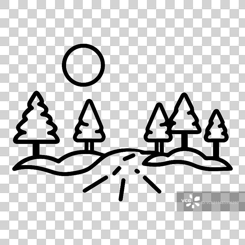 白色背景森林小径扁平图标图片素材