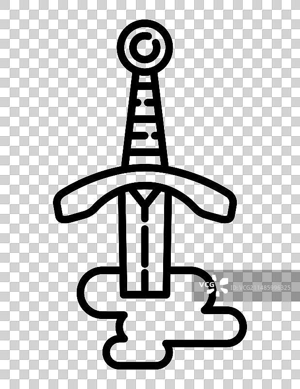 白色背景上的中世纪剑扁平图标图片素材