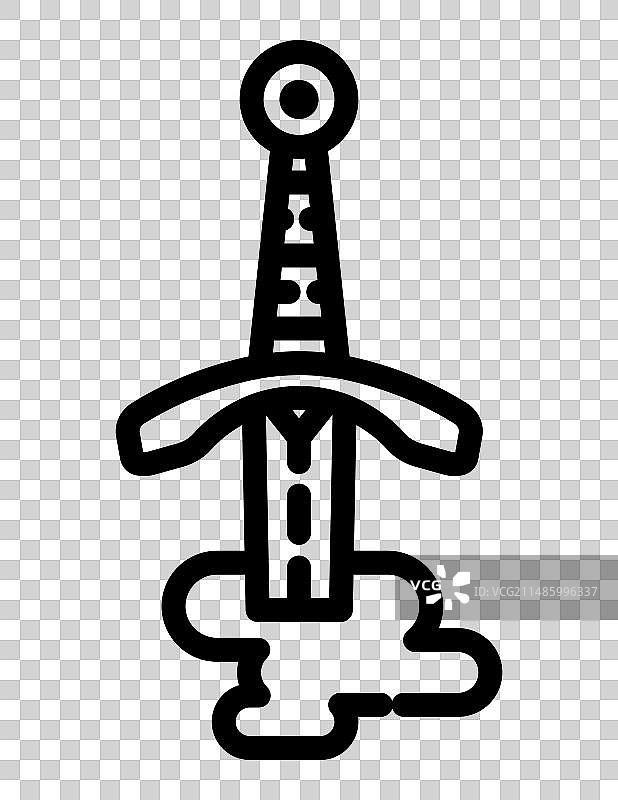 白色背景上的中世纪剑扁平图标图片素材