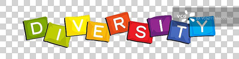 扁平风格的多样性彩色字母方块图片素材