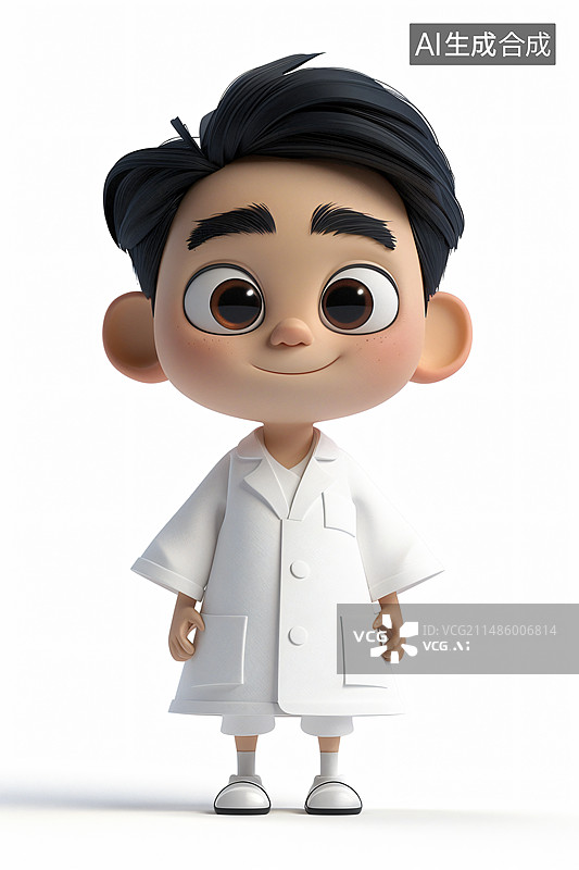 【AI数字艺术】3D卡通男性医生形象背景图片素材