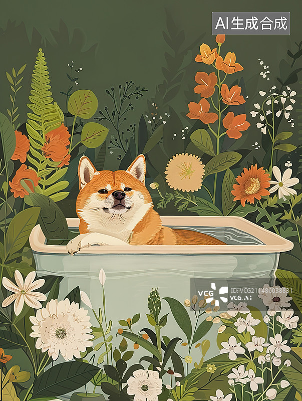 【AI数字艺术】花丛中的吉娃娃图片素材