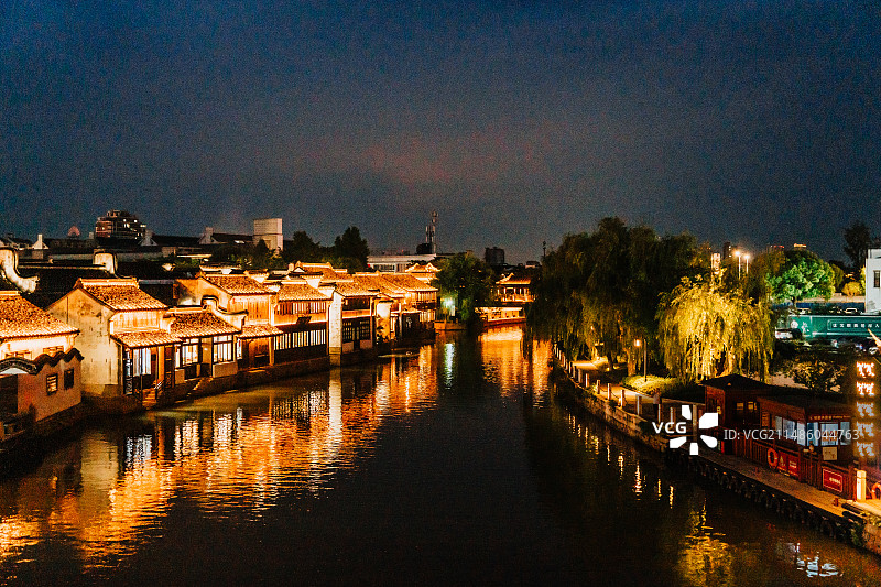 嘉兴月河街夜景图片素材