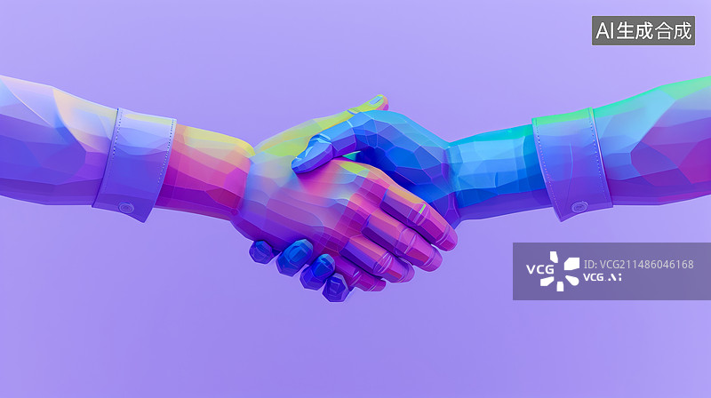 【AI数字艺术】握手合作共赢概念3D插画图片素材