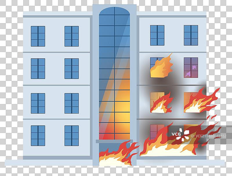 火灾火情着火大火失火消防安全大楼危险危机生命财产安全救助救火建筑物元素素材插画图片素材