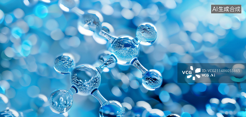 【AI数字艺术】3D渲染生物科技分子结构背景图片素材