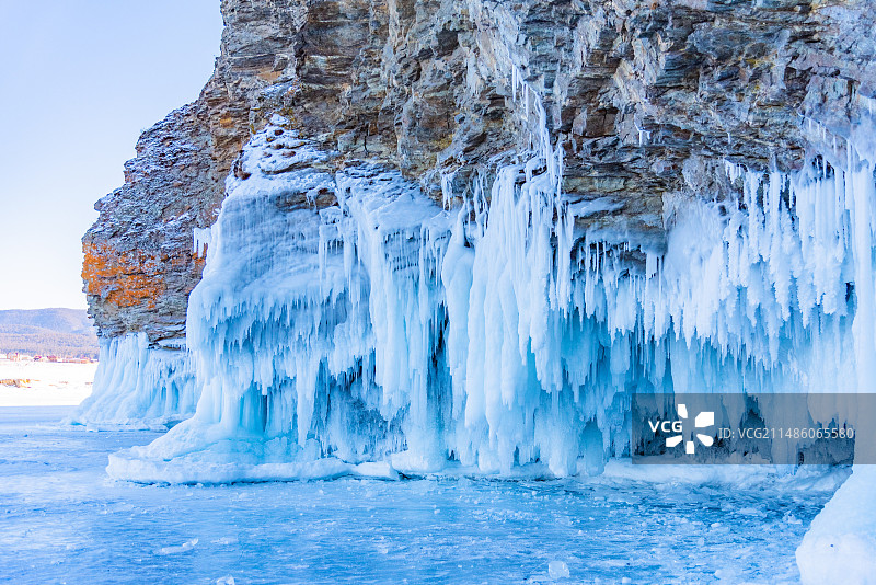 贝加尔湖蓝冰洞图片素材
