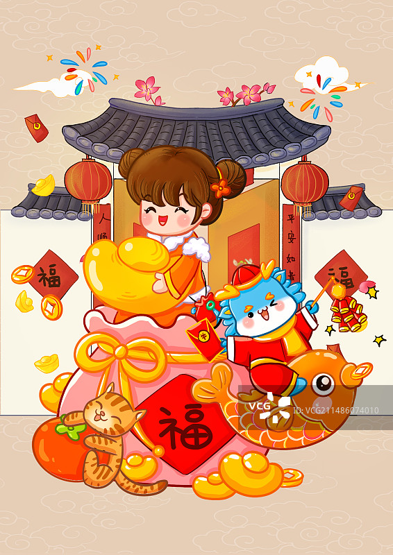 春节习俗8-初一拜大年图片素材