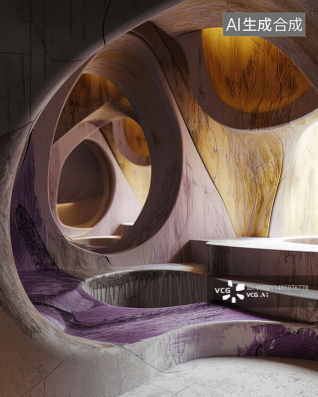 【AI数字艺术】现代建筑室内旋转楼梯图片素材