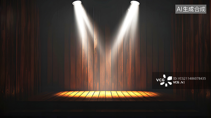 【AI数字艺术】邮轮灯光舞台船舱木地板插画背景效果广告配图图片素材