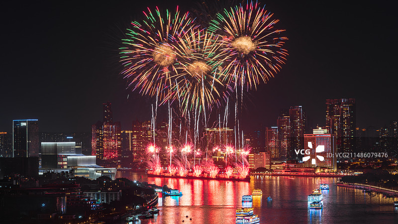 白鹅潭烟花图片素材