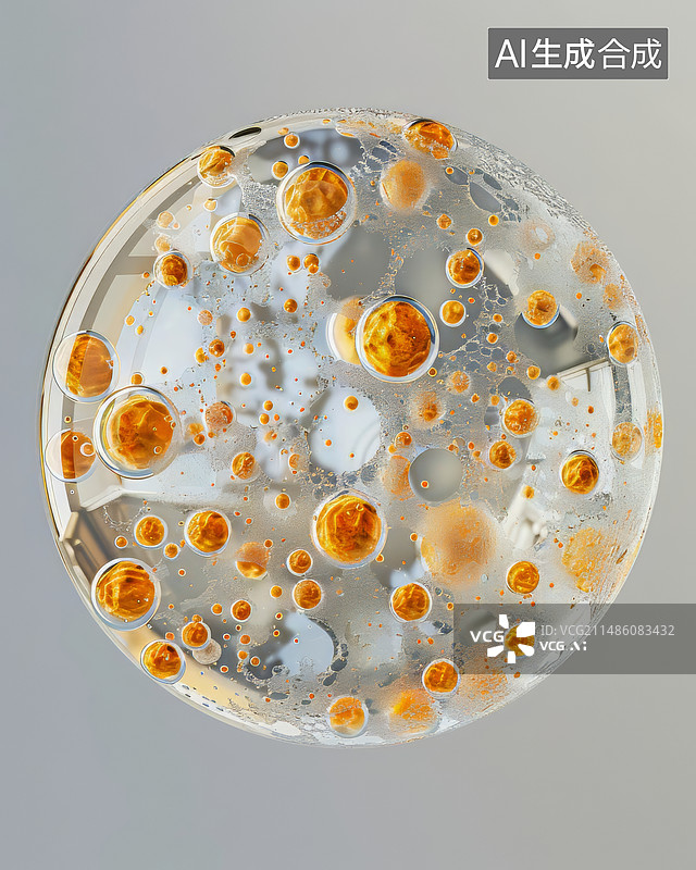 【AI数字艺术】液泡中的分子。护肤化妆品，3d插图图片素材